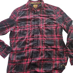 Stapleford Shirt Mens XL Red Black Plaid Flannel Button Down Long Sleeve Casual